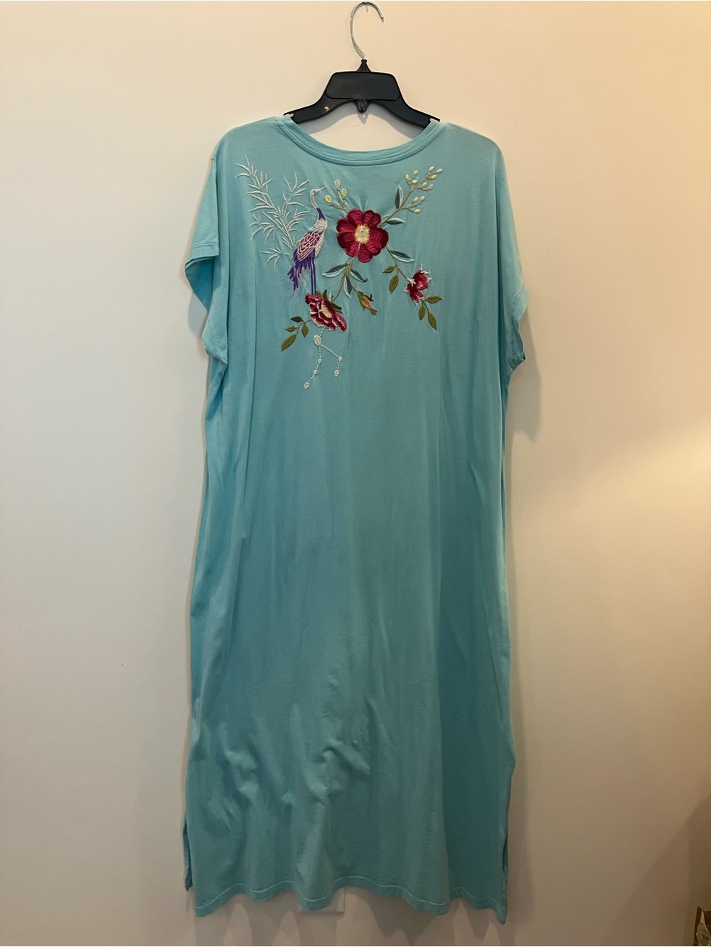 Johnny Was aqua embroidered floral Dress with multicolor blooms - Picture 7 of 10